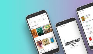 Phones showing the Port Moody Public Library App